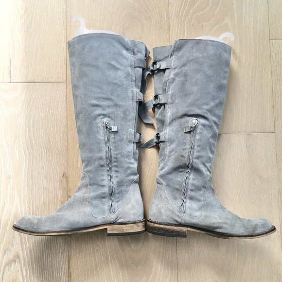 ⭐️Walk in The Park⭐️The Netherlands Tall Grey Suede Boots Women's 7 Leather Boot - Picture 5 of 11